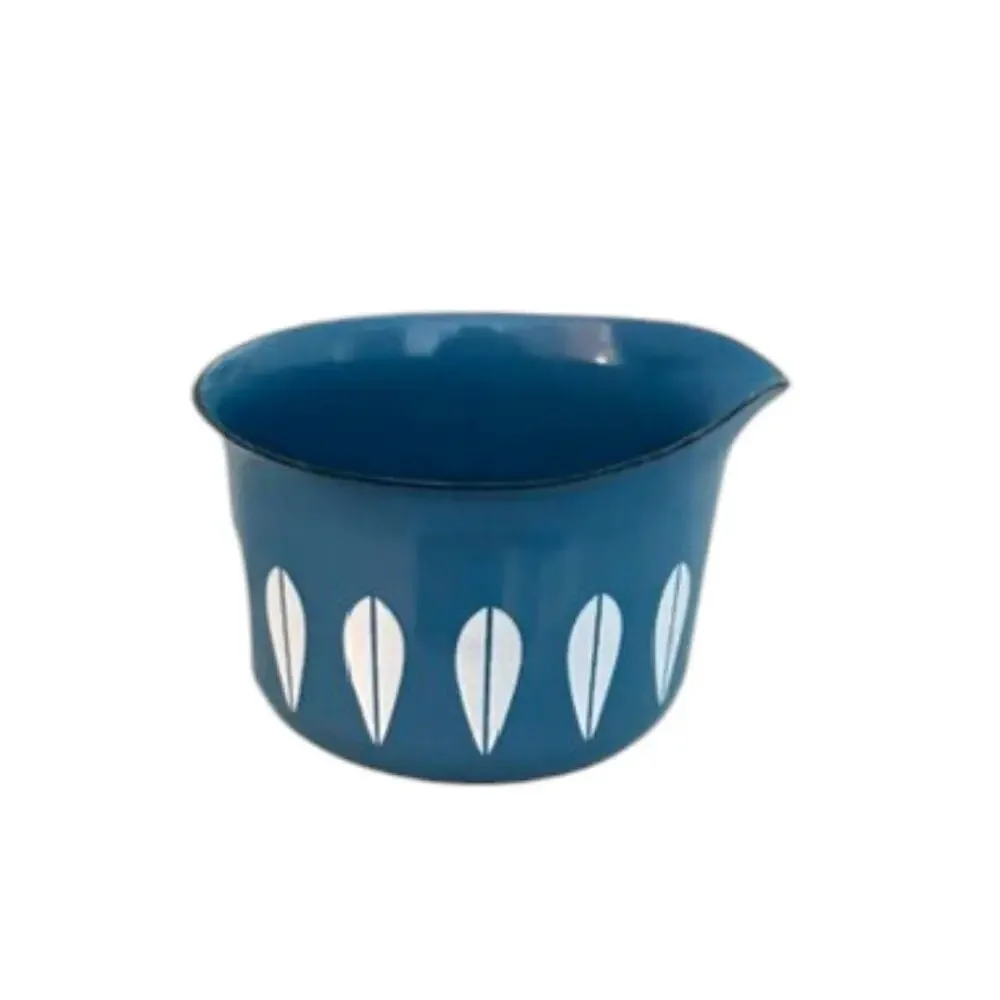 Vintage Cathrineholm Turquoise Blue Lotus Butter Warmer + NOS Fondue Forks